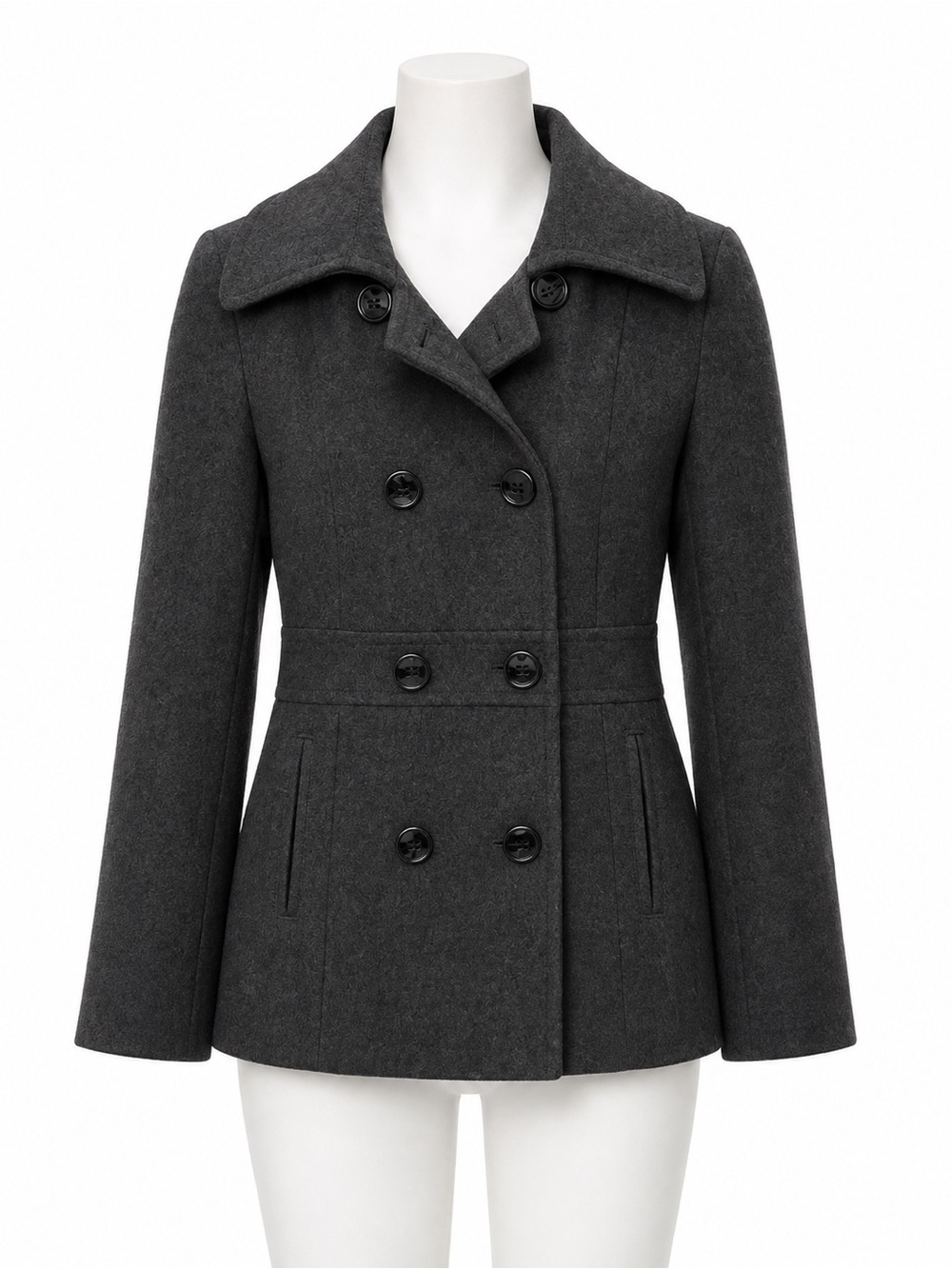 Kenneth Cole New York Charcoal Double-Breasted Peacoat